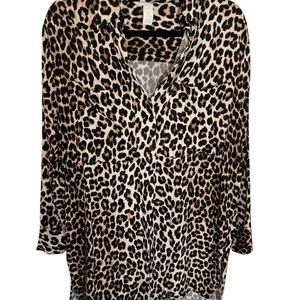 H&M Leopard Print Relaxed Button-up Blouse
